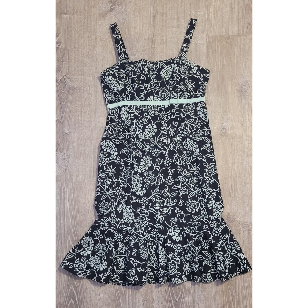 2/$13 Deals Women's R&K Originals Black/Teal Floral Dress Size 10 - Picture 7 of 16